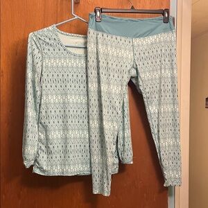 Women's Geometric Print Pajama Set - green